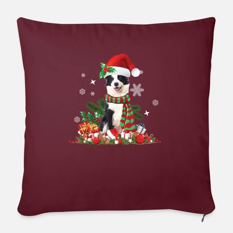 'Border Collie Christmas With Santa Hat, Christmas' Pillowcase 17,3'' X 17,3'' (45 X 45 Cm) | Spreadshirt 6 'Border Collie Christmas With Santa Hat, Christmas' Pillowcase 17,3'' X 17,3'' (45 X 45 Cm) | Spreadshirt - Image 4