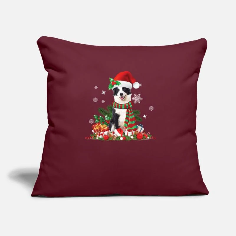 'Border Collie Christmas With Santa Hat, Christmas' Pillowcase 17,3'' X 17,3'' (45 X 45 Cm) | Spreadshirt 3 'Border Collie Christmas With Santa Hat, Christmas' Pillowcase 17,3'' X 17,3'' (45 X 45 Cm) | Spreadshirt