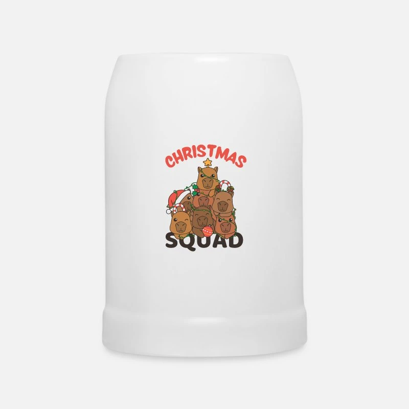 'Capybara Christmas Tree Christmas Squad Capybaras' Beer Mug | Spreadshirt 4 'Capybara Christmas Tree Christmas Squad Capybaras' Beer Mug | Spreadshirt - Image 2