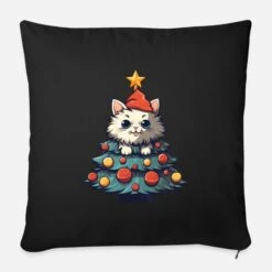 'Christmas Cat: Play At The Christmas Tree' Pillowcase 17,3'' X 17,3'' (45 X 45 Cm) | Spreadshirt -Premier Home Living Shop christmas cat play at the christmas tree sofa pillow with filling 45cm x 45cm 3