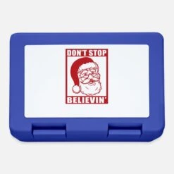 'Christmas Don't Stop Believin' Santa Claus Face' Lunchbox | Spreadshirt -Premier Home Living Shop christmas dont stop believin santa claus face lunchbox 2
