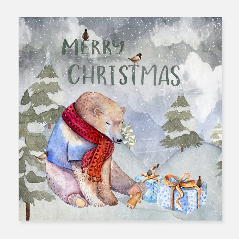 'Christmas Greetings - Bear In The Snowstorm' Poster | Spreadshirt 4 'Christmas Greetings - Bear In The Snowstorm' Poster | Spreadshirt - Image 2