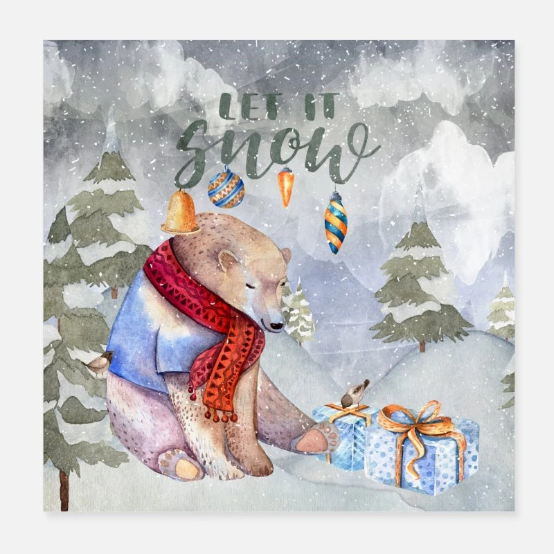 'Christmas Greetings - Cozy Polar Bear' Poster | Spreadshirt 4 'Christmas Greetings - Cozy Polar Bear' Poster | Spreadshirt - Image 2