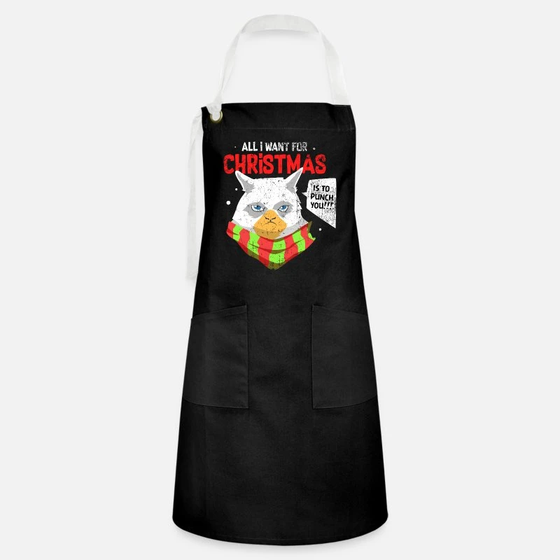 'Christmas Holiday Santa Claus Cat Gift' Apron | Spreadshirt 5 'Christmas Holiday Santa Claus Cat Gift' Apron | Spreadshirt - Image 3