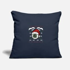 'Christmas Horror Eye With Christmas Cap' Pillowcase 17,3'' X 17,3'' (45 X 45 Cm) | Spreadshirt