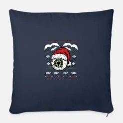 'Christmas Horror Eye With Christmas Cap' Pillowcase 17,3'' X 17,3'' (45 X 45 Cm) | Spreadshirt -Premier Home Living Shop christmas horror eye with christmas cap pillowcase 173 x 173 45 x 45 cm 3