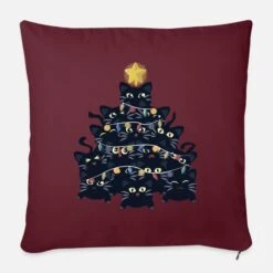 'Christmas Tree Made Of Black Cats' Pillowcase 17,3'' X 17,3'' (45 X 45 Cm) | Spreadshirt -Premier Home Living Shop christmas tree made of black cats pillowcase 173 x 173 45 x 45 cm 3