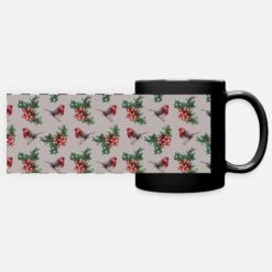 'Christmas Watercolor Robin Birds Pattern' Panoramic Mug | Spreadshirt