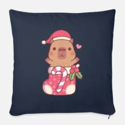 'Cute Capybara In Christmas Stocking' Sofa Pillow With Filling 45cm X 45cm | Spreadshirt -Premier Home Living Shop cute capybara in christmas stocking sofa pillow with filling 45cm x 45cm 3