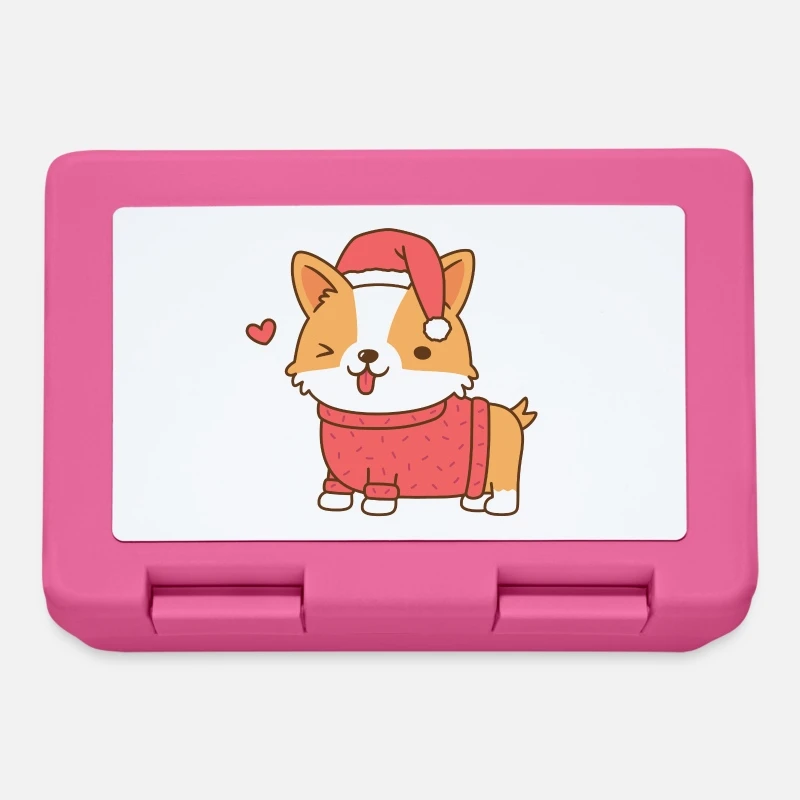 'Cute Christmas Corgi In Sweater And Santa Hat' Lunchbox | Spreadshirt 5 'Cute Christmas Corgi In Sweater And Santa Hat' Lunchbox | Spreadshirt - Image 3