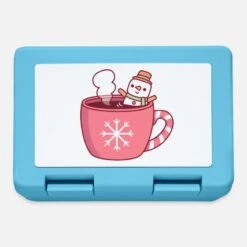 'Cute Christmas Drink With Snowman Marshmallow' Lunchbox | Spreadshirt -Premier Home Living Shop cute christmas drink with snowman marshmallow lunchbox 2