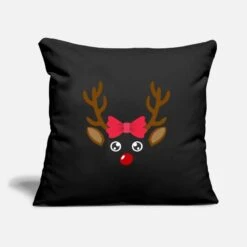 'Cute Reindeer Face Girl Christmas Xmas' Pillowcase 17,3'' X 17,3'' (45 X 45 Cm) | Spreadshirt
