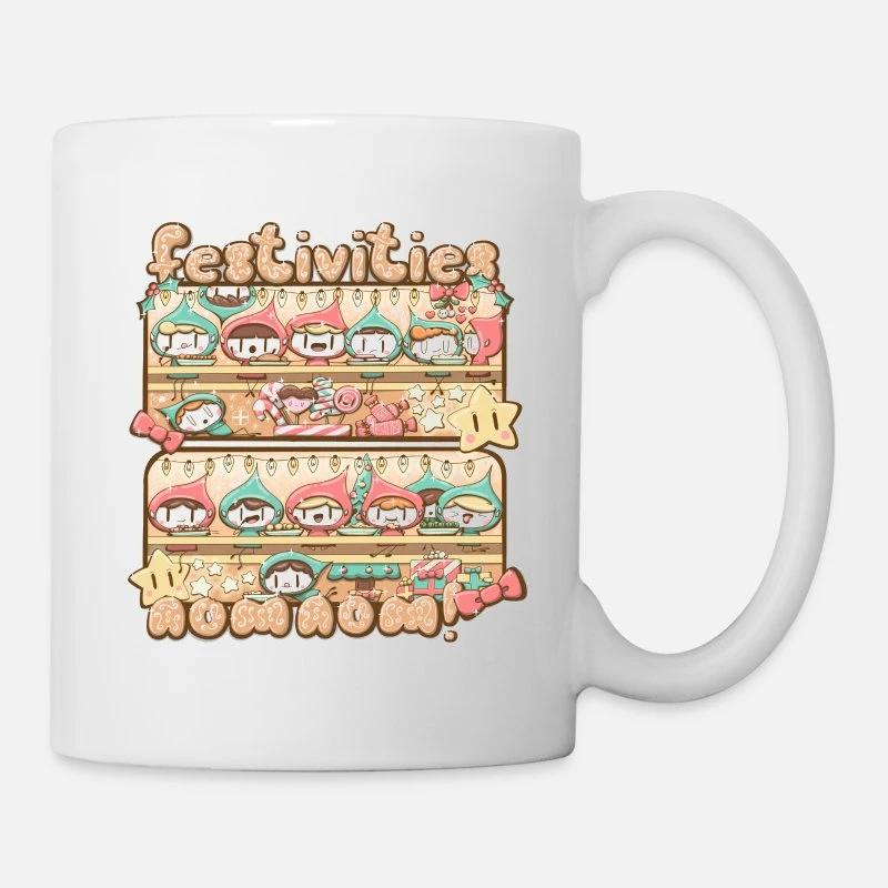 'Festivities Nom Nom, Christmas Funny Elves' Mug | Spreadshirt 9 'Festivities Nom Nom, Christmas Funny Elves' Mug | Spreadshirt - Image 7