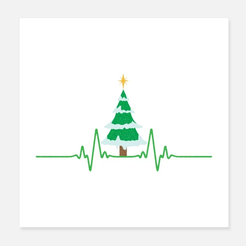 'Funny Christmas Heartbeat Christmas Tree Gifts' Poster | Spreadshirt 4 'Funny Christmas Heartbeat Christmas Tree Gifts' Poster | Spreadshirt - Image 2