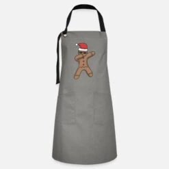 'Gingerbread Man Dabbing Christmas Gift Cap' Artisan Apron | Spreadshirt -Premier Home Living Shop gingerbread man dabbing christmas gift cap artisan apron 2
