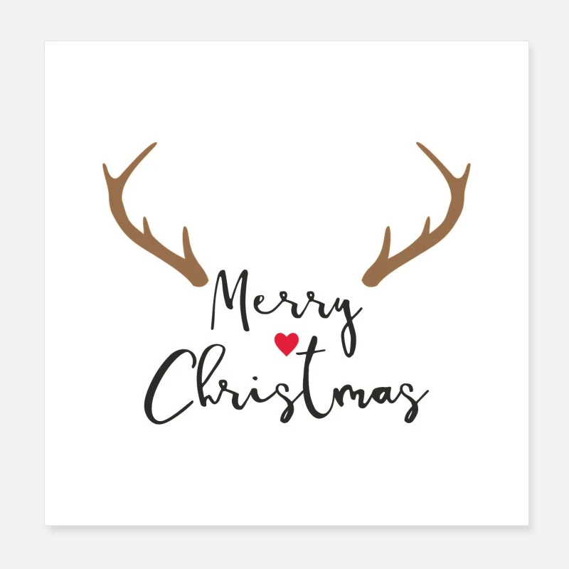 'Merry Christmas Antlers Heart Red Nose Gift' Poster | Spreadshirt 4 'Merry Christmas Antlers Heart Red Nose Gift' Poster | Spreadshirt - Image 2