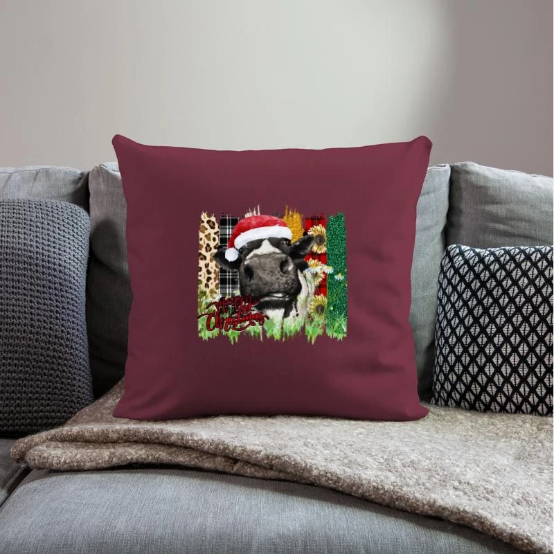 'Merry Christmas Cow' Sofa Pillow With Filling 45cm X 45cm | Spreadshirt 4 'Merry Christmas Cow' Sofa Pillow With Filling 45cm X 45cm | Spreadshirt - Image 2