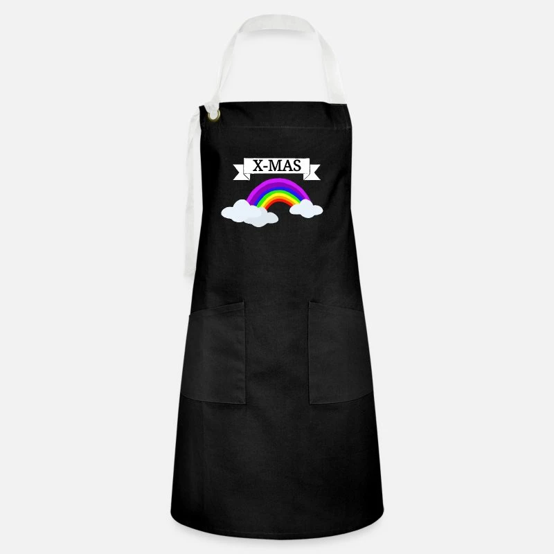'Merry X-Mas Christmas Christmas Rainbow' Artisan Apron | Spreadshirt 5 'Merry X-Mas Christmas Christmas Rainbow' Artisan Apron | Spreadshirt - Image 3