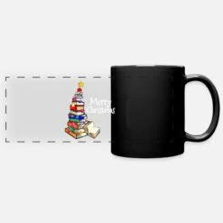 'Meryy Christmas Books Reading' Panoramic Mug | Spreadshirt -Premier Home Living Shop meryy christmas books reading panoramic mug 3