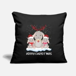 'Rabbit Hoppy Christmas Merry Christmas' Pillowcase 17,3'' X 17,3'' (45 X 45 Cm) | Spreadshirt