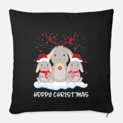 'Rabbit Hoppy Christmas Merry Christmas' Pillowcase 17,3'' X 17,3'' (45 X 45 Cm) | Spreadshirt -Premier Home Living Shop rabbit hoppy christmas merry christmas pillowcase 173 x 173 45 x 45 cm 3