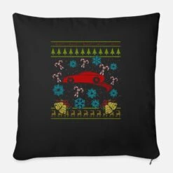 'Race Car Christmas Ugly Sweater Design Shirt' Pillowcase 17,3'' X 17,3'' (45 X 45 Cm) | Spreadshirt -Premier Home Living Shop race car christmas ugly sweater design shirt pillowcase 173 x 173 45 x 45 cm 3