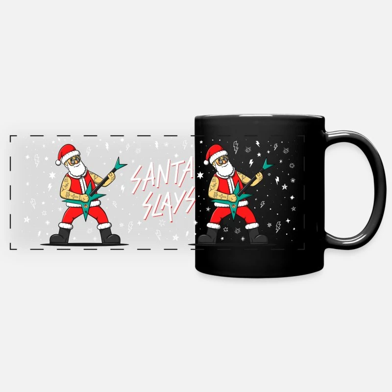 'Santa Playing Guitar. Heavy Metal Christmas' Panoramic Mug | Spreadshirt 4 'Santa Playing Guitar. Heavy Metal Christmas' Panoramic Mug | Spreadshirt - Image 2