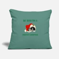 'We Wish You A Pawfect Christmas Cat And Dog' Sofa Pillow With Filling 45cm X 45cm | Spreadshirt